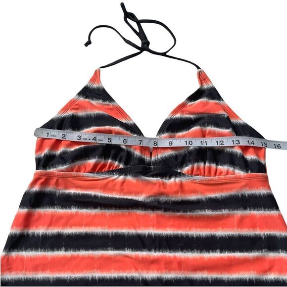 Converse Orange/Gray Stripe Tie Around Neck Tankini Top Sz L - Picture 7 of 11